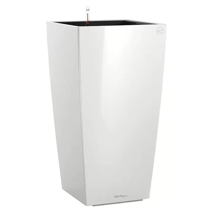 Lechuza Pflanzsäule eckig Cubico Premium - Außenmaß (L x B x H): 39,5 x 39,5 x 75,5 cm, Kunststoff, Weiß - Diagonale Ansicht