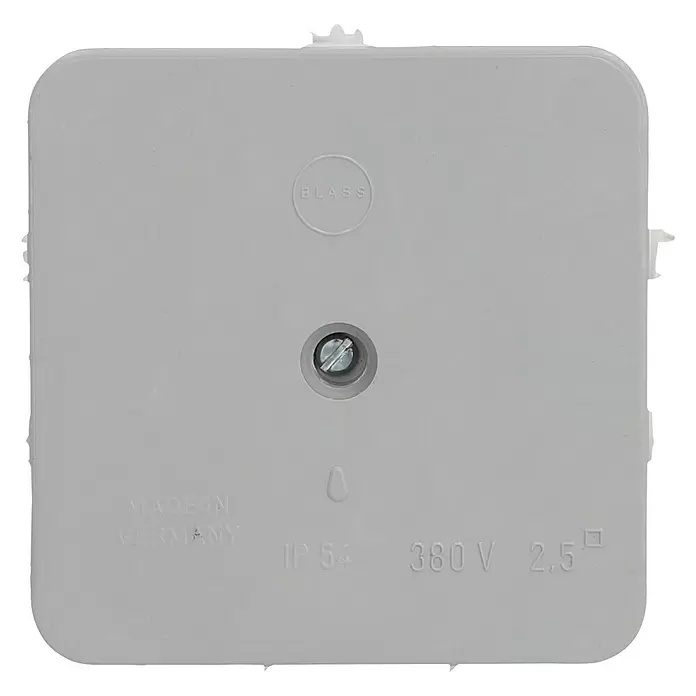 Feuchtraum-Abzweigdose - 72 x 72 x 35 mm, Grau, Aufputzmontage, 1 Stk., IP54 - Vorderansicht