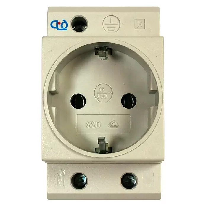 Einbausteckdose für DIN-Schiene - 250 V, 10/16 A - Vorderansicht