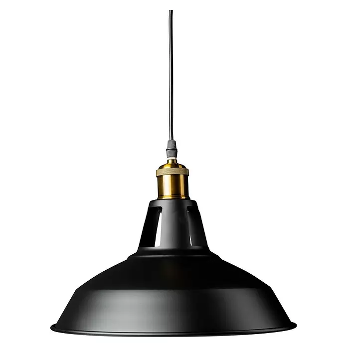 Alverlamp Lámpara colgante redonda circular - Ø x Al: 31 x 24 cm, Negro, Negro, E27 - Vista frontal