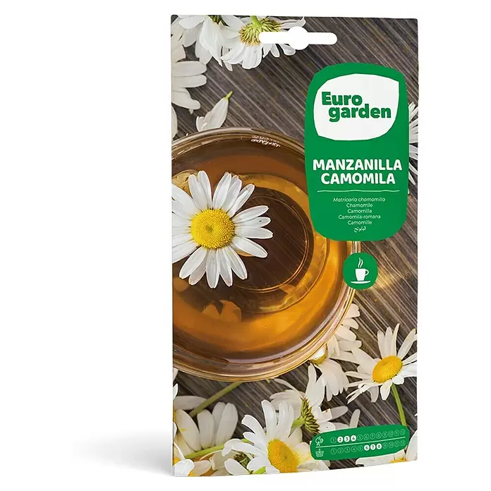 Euro Garden Semillas de hierbas Manzanilla camomila - Tiempo de siembra: Febrero, Cosecha: Junio - Vista frontal
