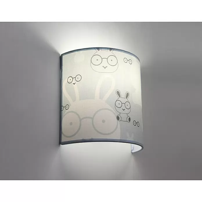 Idp Lampshades Aplique de pared Bunny - 40 W, L x An x Al: 10 x 20 x 20 cm, Azul, E27 - Foto ambiente