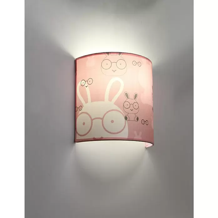 Idp Lampshades Aplique de pared Bunny - 40 W, L x An x Al: 10 x 20 x 20 cm, Rosa, E27 - Foto ambiente