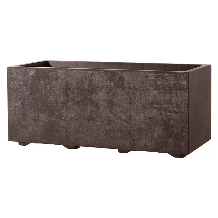 Deroma Pflanzkasten Millennium - Außenmaß (L x B x H): 59 x 25 x 25 cm, Kunststoff, Brownstone - Vorderansicht