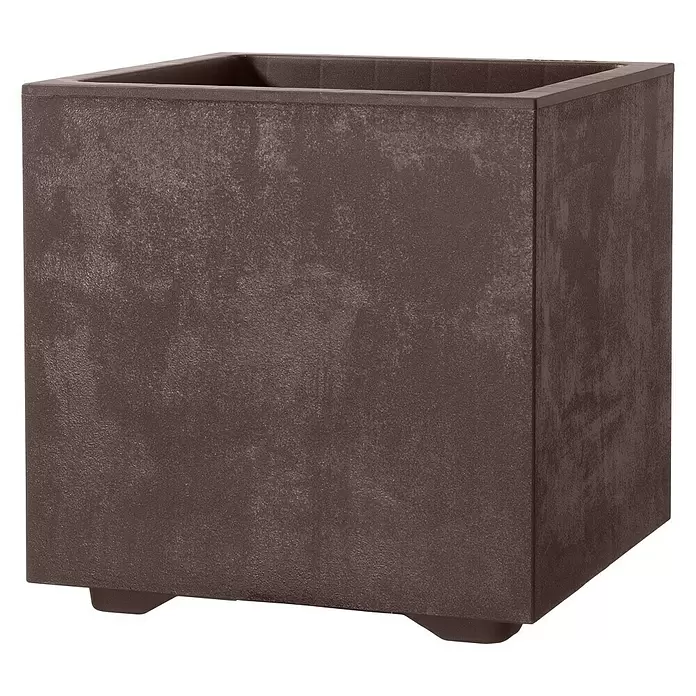 Deroma Pflanzkübel eckig Millennium - Außenmaß (L x B x H): 25 x 25 x 25 cm, Kunststoff, Brownstone - Vorderansicht