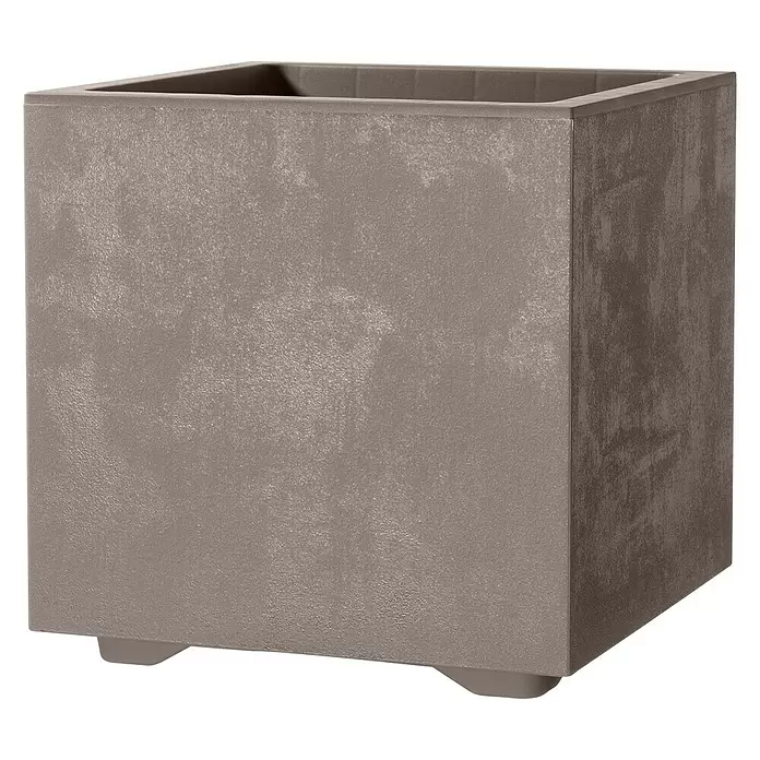 Deroma Pflanzkübel eckig Millennium - Außenmaß (L x B x H): 25 x 25 x 25 cm, Kunststoff, Sand - Vorderansicht