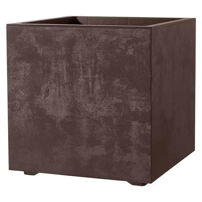 Deroma Pflanzkübel eckig Millennium - Außenmaß (L x B x H): 39 x 39 x 39 cm, Kunststoff, Brownstone - Vorderansicht