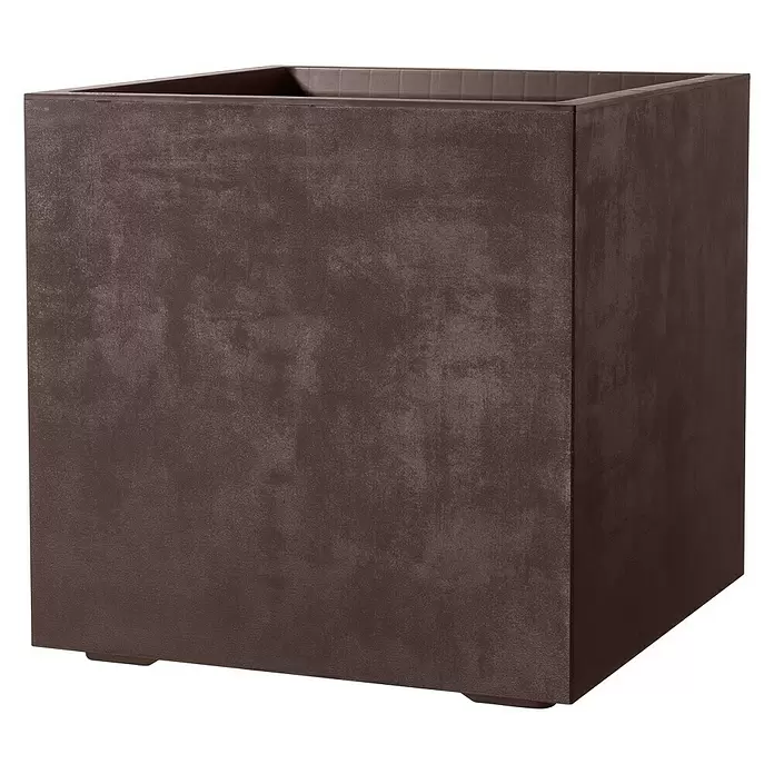 Deroma Pflanzkübel eckig Millennium - Außenmaß (L x B x H): 49 x 49 x 49 cm, Kunststoff, Brownstone - Vorderansicht