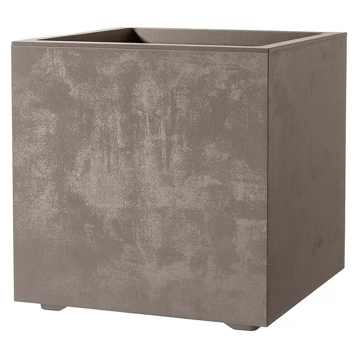 Deroma Pflanzkübel eckig Millennium - Außenmaß (L x B x H): 39 x 39 x 39 cm, Kunststoff, Sand - Vorderansicht