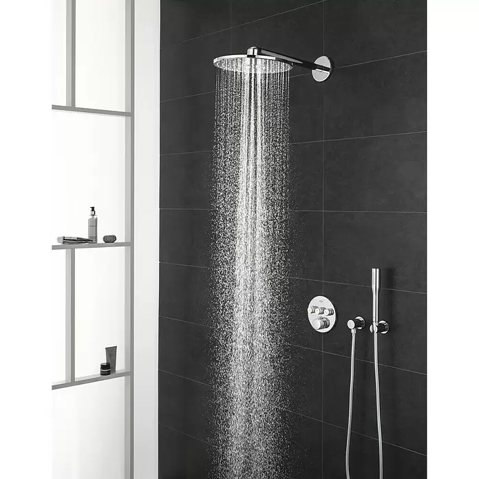 Grohe Grohtherm SmartControl Duschsystem - Mit Mischer, Anzahl Strahlarten: 3 Stk., Chrom, Form Kopfbrause: Eckig - Vorderansicht