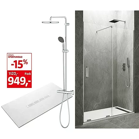 Set mampara de ducha Kenna + plato Bering + combinado Vitalio Start 250