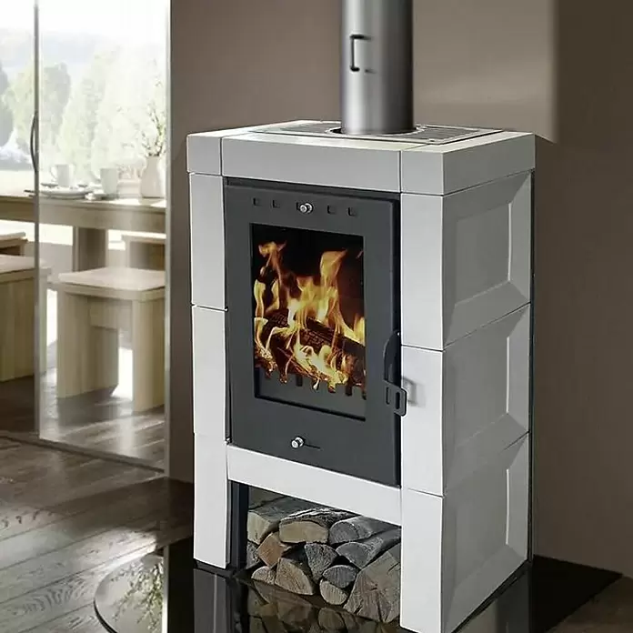 Domofire Kamin na drva Modena II - 6 kW, Kapacitet grijanja prostorije: 120 m³, Sive boje - Živopisni prikaz
