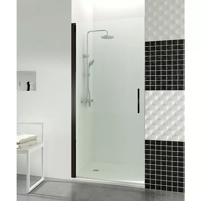 GME Mampara de ducha frontal Open Combi A - An x Al: 50 x 195 cm, Espesor: 6 mm, Negro - Foto ambiente