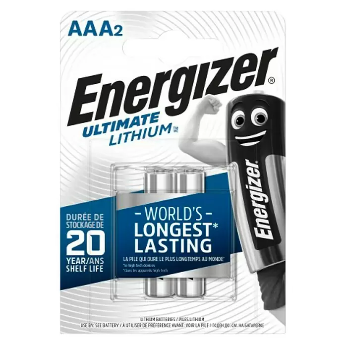 Energizer Pila Ultimate Lithium AAA - Micro AAA, 1,5 V, 2 ud. - Vista frontal