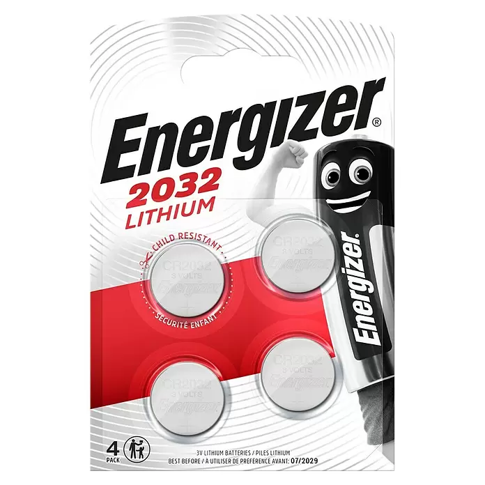 Energizer Pila de botón - CR2032, 3 V, 4 ud. - Vista frontal