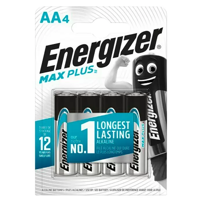 Energizer Batterie Max Plus - Mignon AA, Alkali-Mangan, 1,5 V, 4 Stk. - Vorderansicht