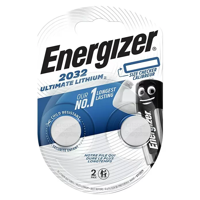 Energizer Ultimate Lithium Knopfzelle - Lithium, CR2032, 3 V, 2 Stk. - Vorderansicht