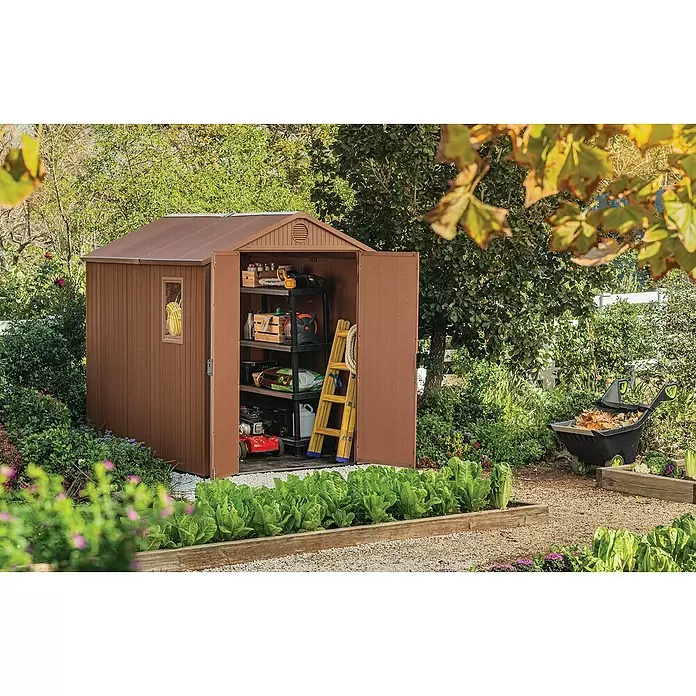Keter Spremište Darwin Garden House - Vanjska širina uklj. krovni prevjes: 244 cm, Vanjska dubina uklj. krovni prevjes: 190 cm, Plastika, Baza: 4,14 m² - Živopisni prikaz