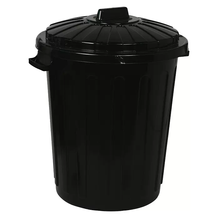 Keter Cubo de basura con tapa - 70 l, Negro - Vista frontal