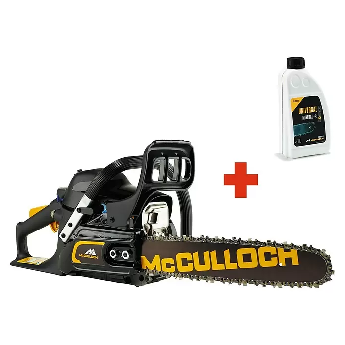 McCulloch Motosierra de gasolina CS35 y Aceite para cadena OLO023 - 2 pzs. - Vista angular