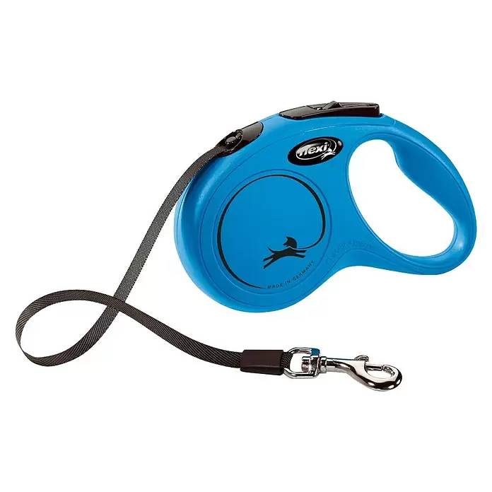 Correa para perros New Classic - Largo: 5 m, Arnés, Apto para peso: 12 kg, Azul - Vista angular