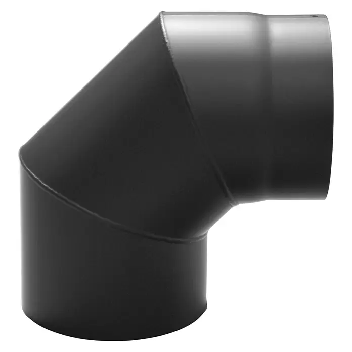 Convesa Bocht pelletkachelpijp 90° - Diameter: 150 mm, Mat Zwart - Zijaanzicht rechts