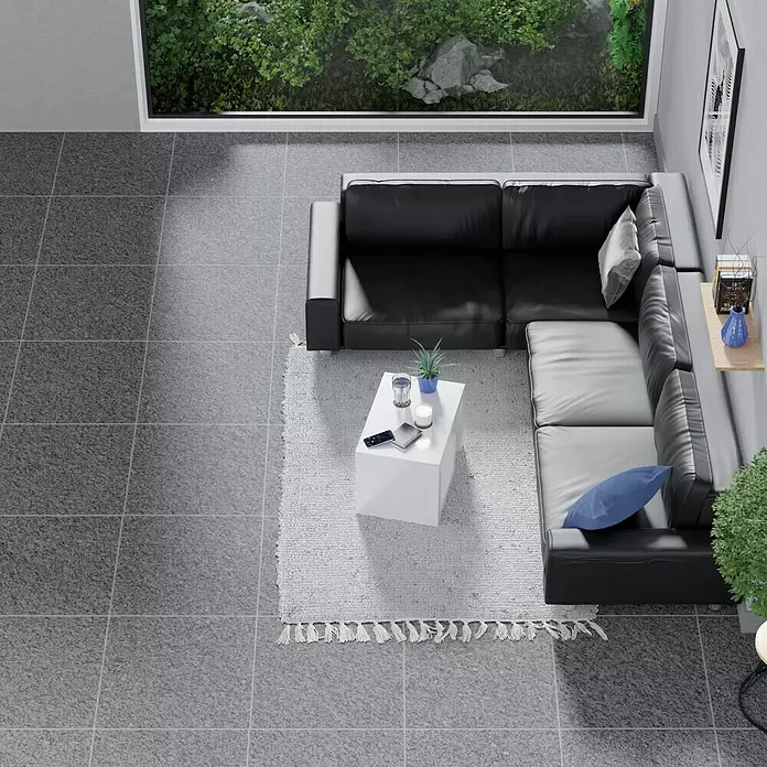 Feinsteinzeugfliese Recon - 60 x 60 cm, Schwarz, Matt - Stimmungsaufnahme