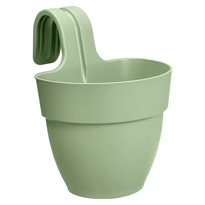 Elho Geländertopf Vibia Campana Easy Hanger - Außenmaß (L x B x H): 20,5 x 24,1 x 26,5 cm, Kunststoff, Pistazien grün - Diagonale Ansicht