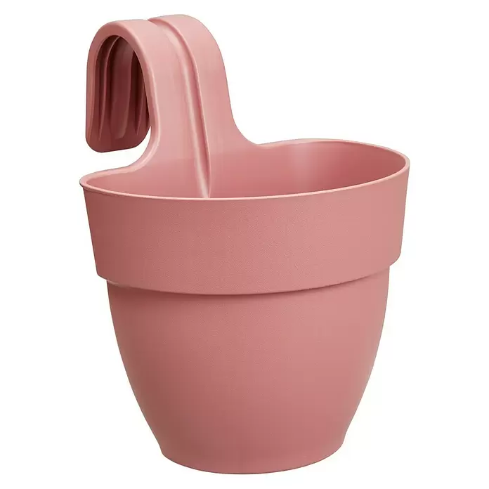 Elho Geländertopf Vibia Campana Easy Hanger - Außenmaß (L x B x H): 20,5 x 24,1 x 26,5 cm, Kunststoff, Puderrosa - Diagonale Ansicht