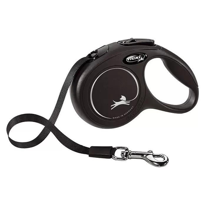 Correa para perros New Classic - Largo: 3 m, Apto para peso: 8 kg, Negro - Vista angular