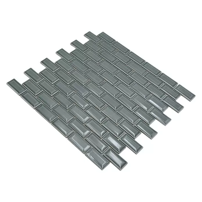Mozaïektegel brick Metrotegel CBP 106 - 30 x 30 cm, Petrol, Glanzend - Diagonaal zicht