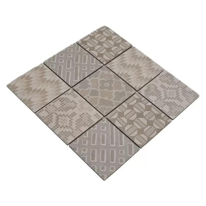 Mozaïektegel Vierkant Retro Pico B - 29,8 x 29,8 cm, Grijs, Mat - Diagonaal zicht
