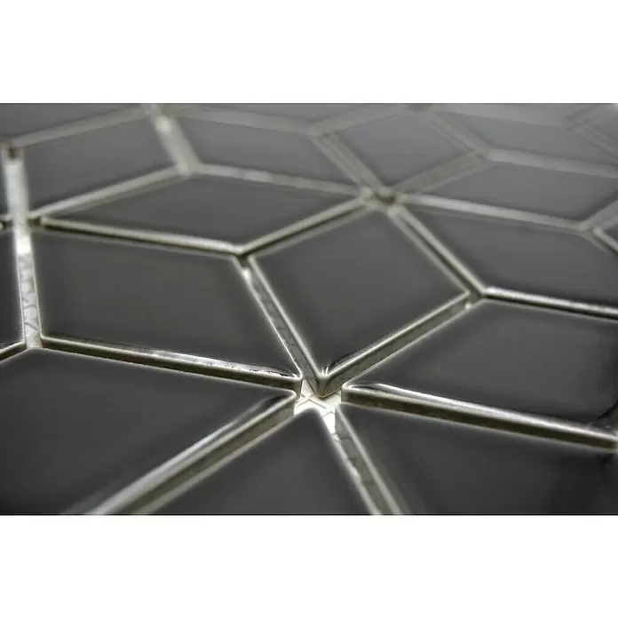 Mozaïektegel kubus Diamond POV 03 - 26,6 x 30,5 cm, Zwart, Glanzend - Close-up