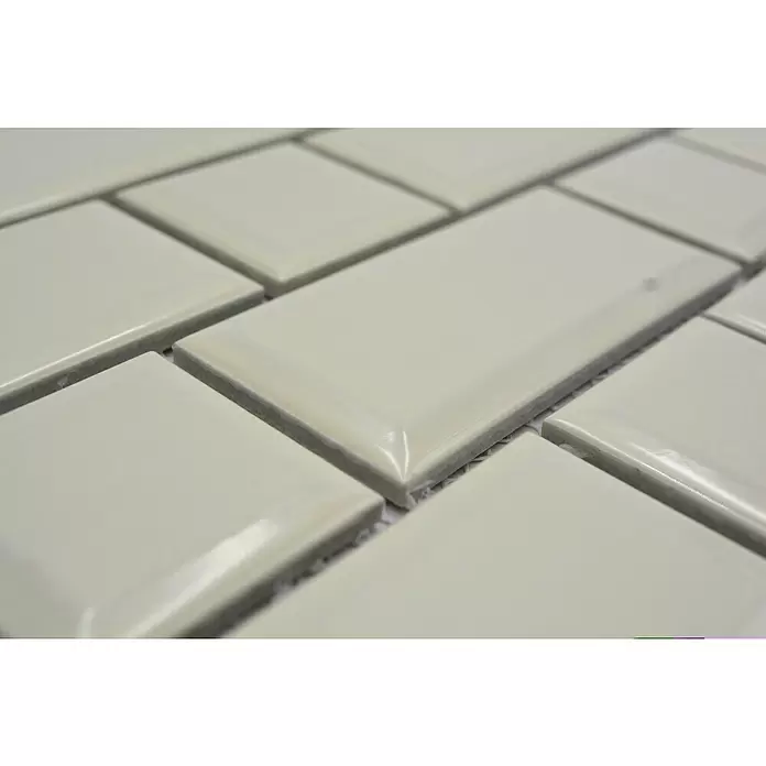 Mozaïektegel brick Metrotegel CG M10IM - 29,4 x 29,1 cm, Ivoor, Glanzend - Close-up