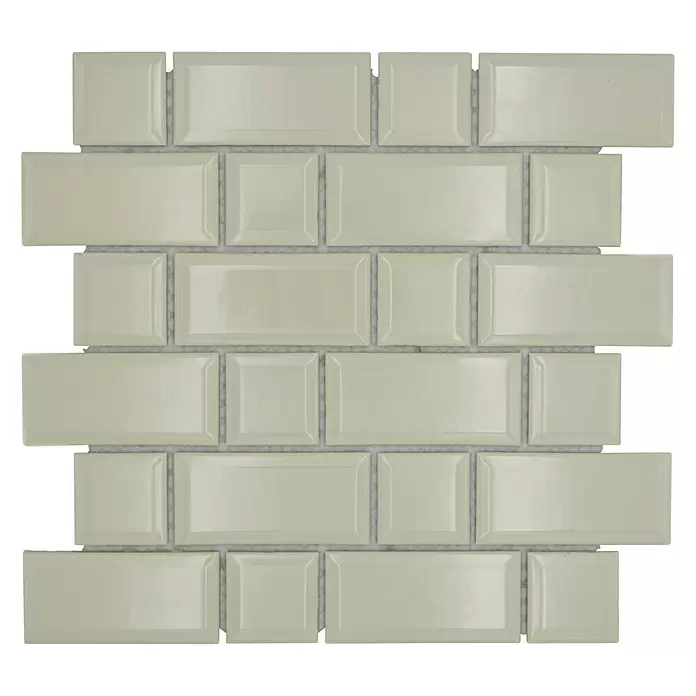 Mozaïektegel brick Metrotegel CG M10IM - 29,4 x 29,1 cm, Ivoor, Glanzend - Vooraanzicht