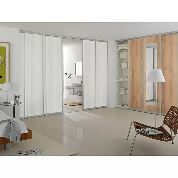 Room Plaza Easy Schiebetür-Bau-Set - Eiche Country/Pinie White, Profilfarbe: Silber - Stimmungsaufnahme