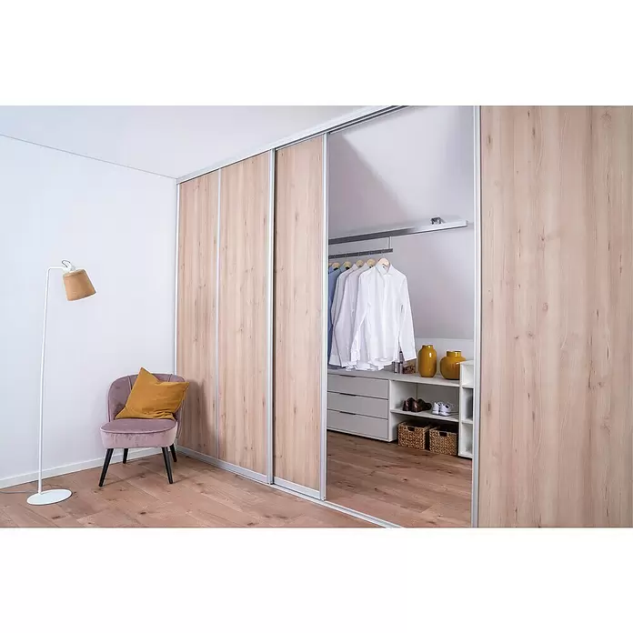 Room Plaza Easy Schiebetür-Bau-Set - Buche Naturwuchs/Ahorn Naturwuchs, Profilfarbe: Silber - Stimmungsaufnahme
