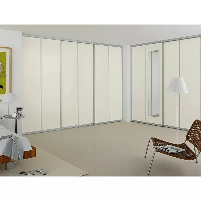 Room Plaza Easy Schiebetür-Bau-Set - Taupe/Weiß Miniperl, Profilfarbe: Silber - Stimmungsaufnahme