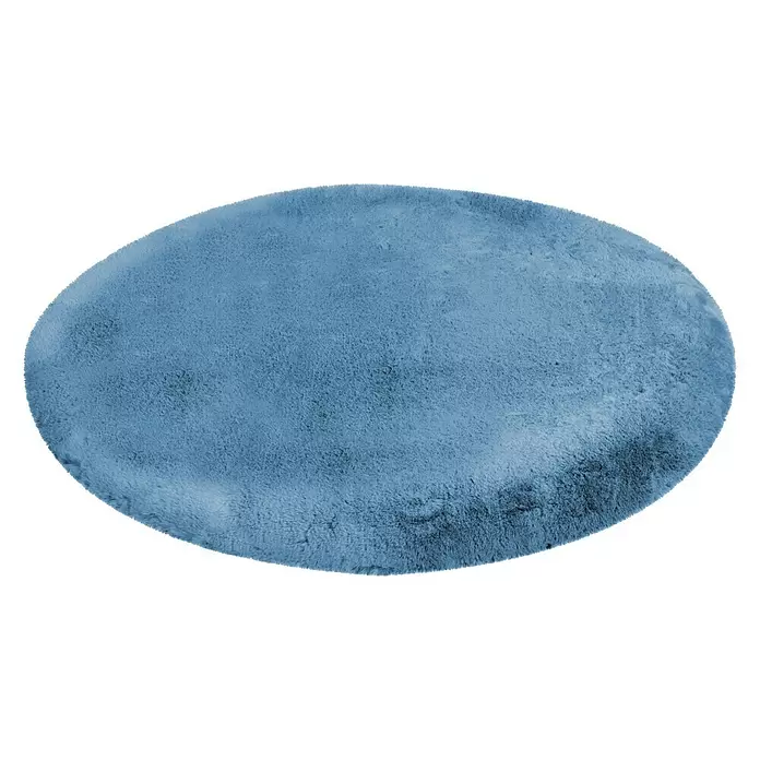 Teppich rund Happy - Himmelblau, Durchmesser: 120 cm, 100 % Polyester (Flor) - Vorderansicht