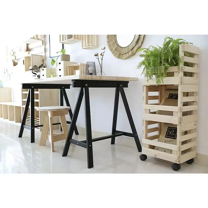 Astigarraga Holzbock Deco - Tragkraft: 400 kg bei 2 Holzböcken, Höhe: 72 cm, Kiefer, Schwarz - Stimmungsaufnahme