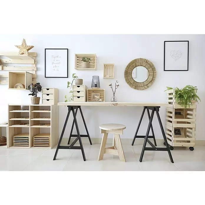 Astigarraga Holzbock Deco - Tragkraft: 400 kg bei 2 Holzböcken, Höhe: 72 cm, Kiefer, Schwarz - Stimmungsaufnahme