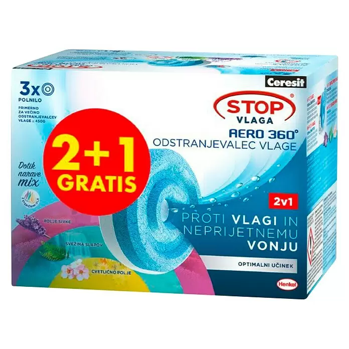 Ceresit Odvlaživač zraka STOP vlazi - U zatvorenom, 3 Kom. x 450 g - Dijagonalni pogled
