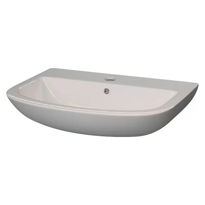 GEO Umivaonik Smooth - Bijela boja, Keramika, Š x V: 55,7 x 18,2 cm - Dijagonalni pogled