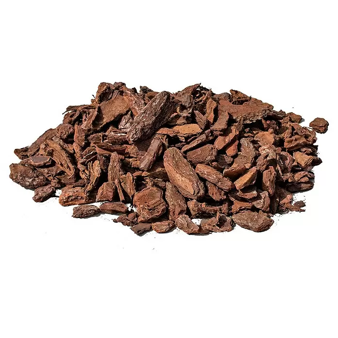 Prestohum Dekor-Mulch Pinien-Rinde - 60 l, 5 mm - 10 mm, Braun - Diagonale Ansicht