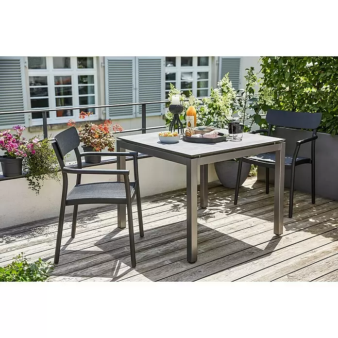 Sunfun Melina Vrtni stol - D x Š x V: 90 x 90 x 74 cm, Visokotlačno prešani laminat (HPL), Crne boje - Živopisni prikaz