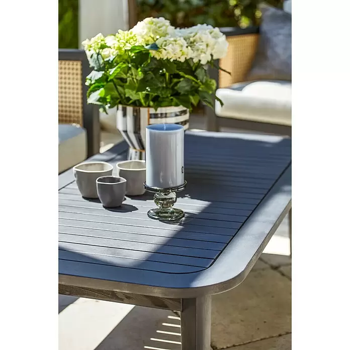 Sunfun Garten-Couchtisch Coralie - L x B x H: 120 x 60 x 35 cm, Mattschwarz - Detailaufnahme