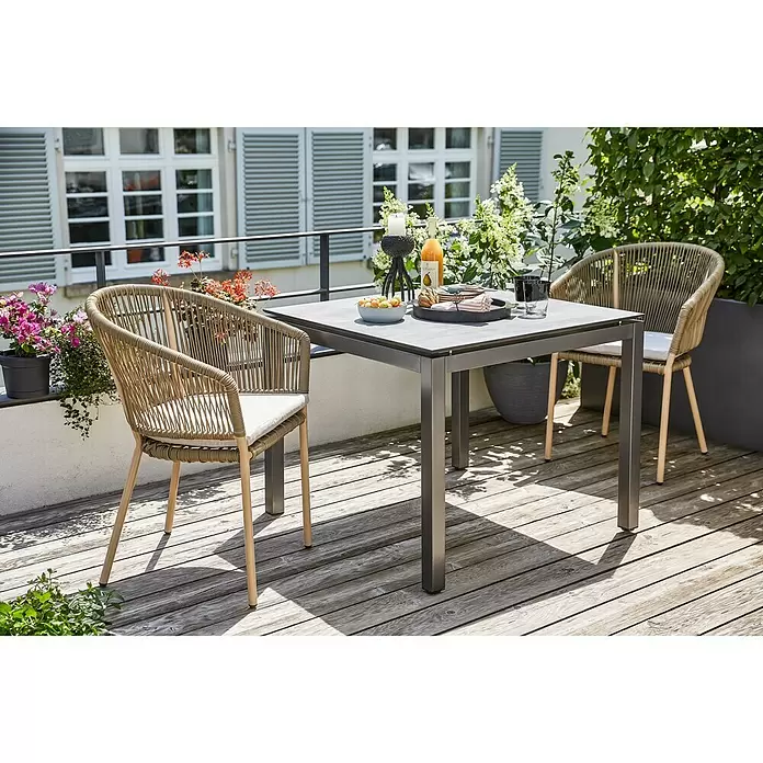 Sunfun Melina Gartentisch - L x B x H: 90 x 90 x 74 cm, Hochdruck-Schichtpressstoff (HPL), Schwarz - Stimmungsaufnahme