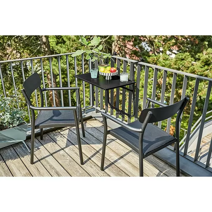 Sunfun Melina Balkon-Hängetisch - L x B: 62 x 60 cm, Schwarz, Klappbar - Stimmungsaufnahme