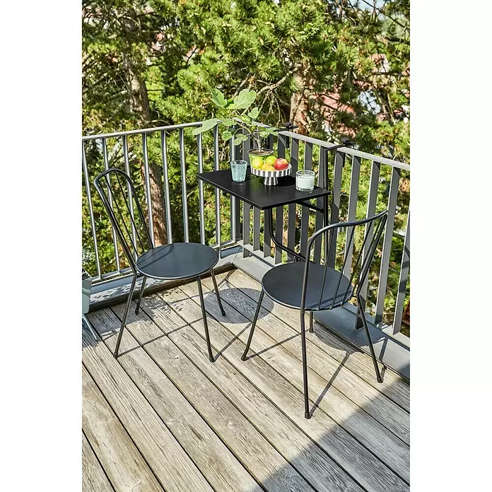 Sunfun Melina Viseći stol za balkon - D x Š: 62 x 60 cm, Crne boje, Preklopno - Živopisni prikaz