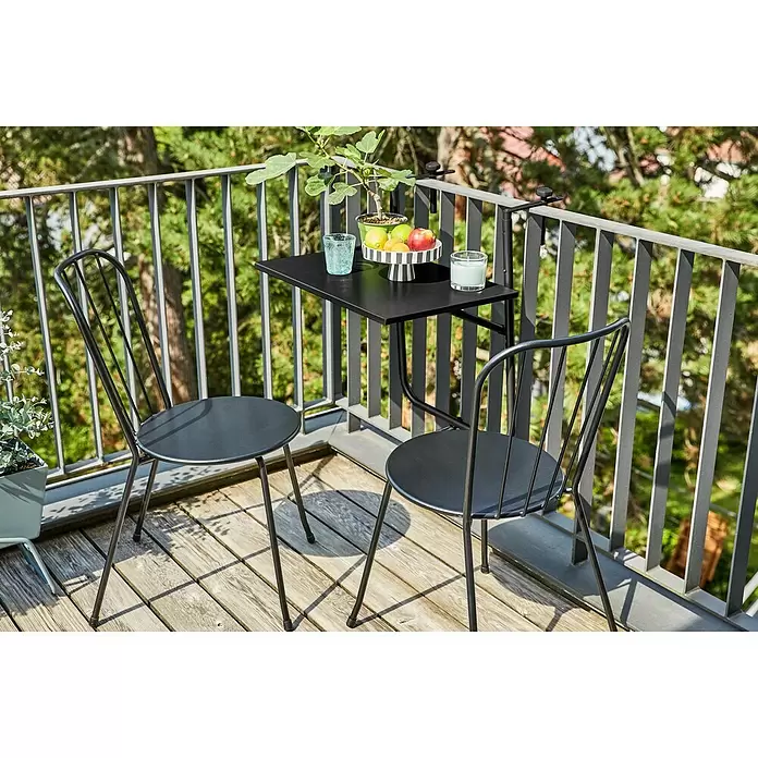 Sunfun Melina Viseći stol za balkon - D x Š: 62 x 60 cm, Crne boje, Preklopno - Živopisni prikaz
